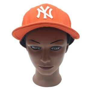 New Era New York Yankees 59FIFTY‎ Orange Cap Hat Fitted Size 7 5/8